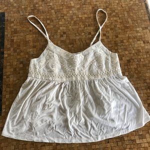 AE cropped cream embroidered tank